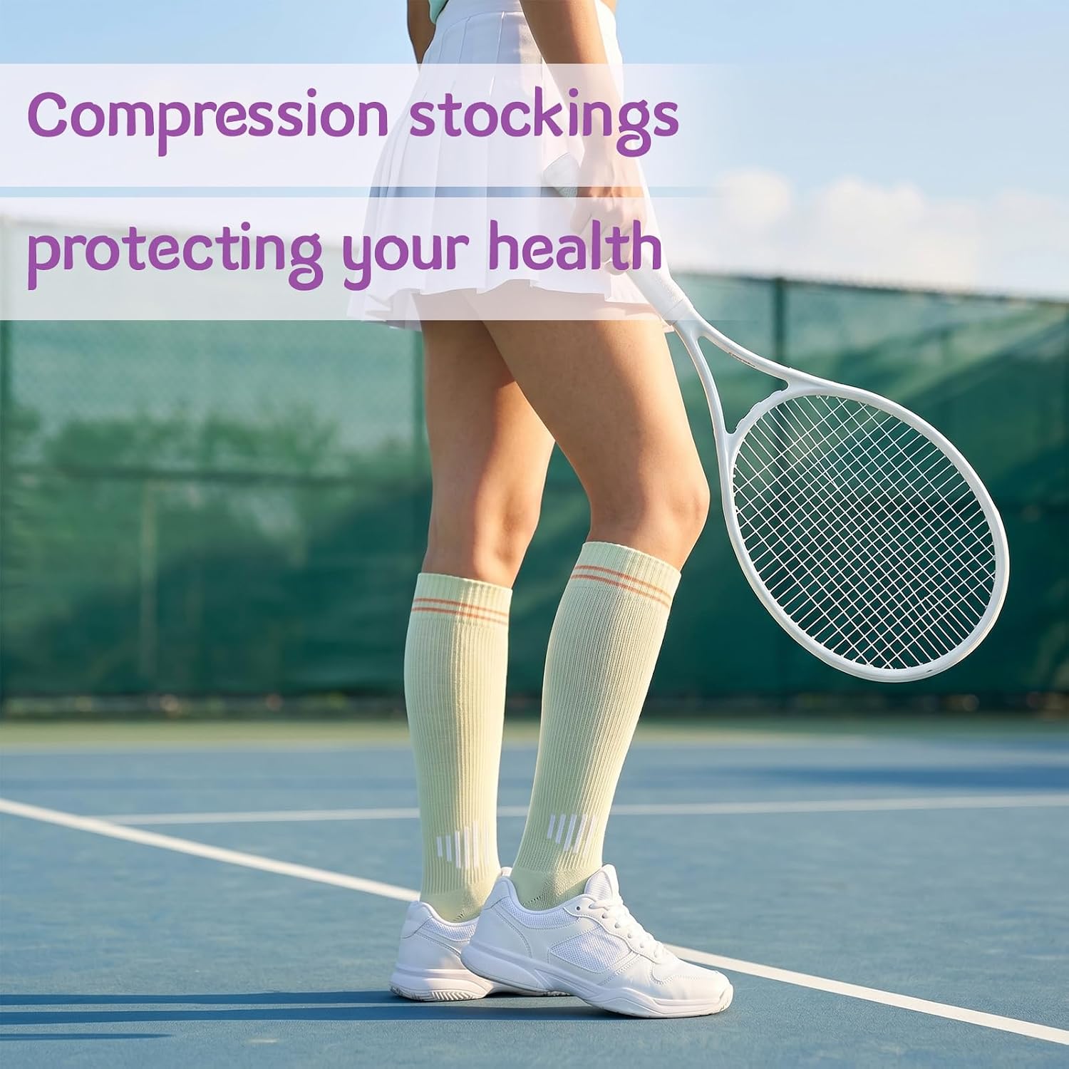Womens Compression Knee High Sock Graduated Support Sock for Nurse | 3 Pairs Soft Cotton Athletic Calf Socks for Yoga Running Fiying Travel Daily Wear Breathable Comfort Leg Warmers for Pregnant