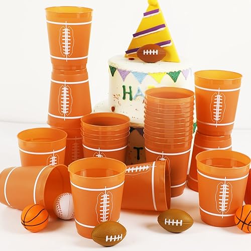 Miniatura 4 de 24 vasos de plástico reutilizables para fútbol, suministros para fiestas, día del juego deportivo, vasos de plástico reutilizables de 12 onzas,