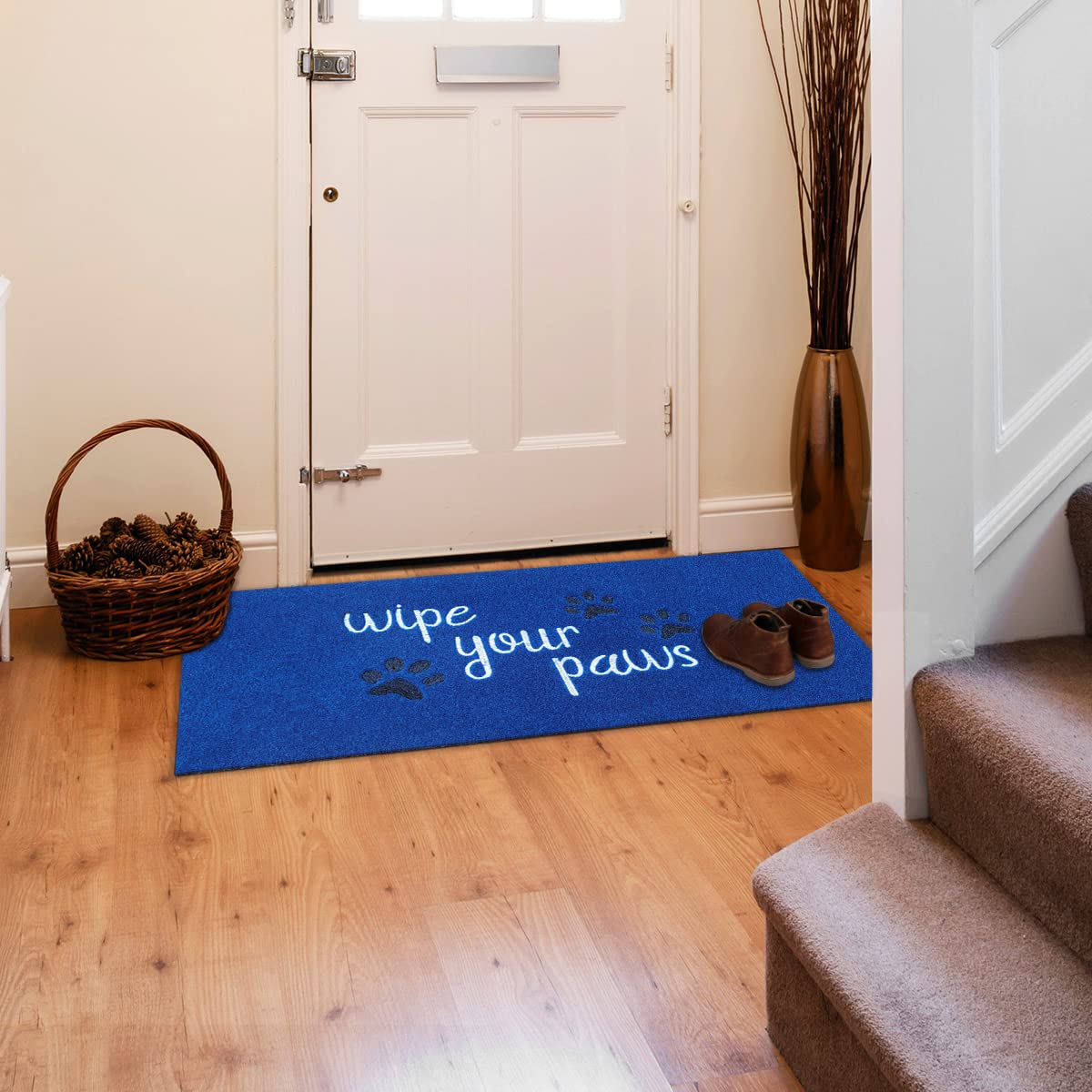 HLFMVWE Large Outdoor Front Door Mat Wipe Your Paws Doormat Inside Outside Mats Entryway Welcome Mats Non Slip Rubber Backing Funny Indoor Door mats Dog Mat for Porch,Blue 120x 45 cm - Image 4