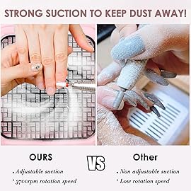 Pink Nail Dust Collector with Reusable Filter for Acrylic Gel Nails, 80W Power Nail Vacuum Cleaner Dust Catcher Adjustable Dust Sucker for Nails Manicure Pedicure at Home Nail Salons