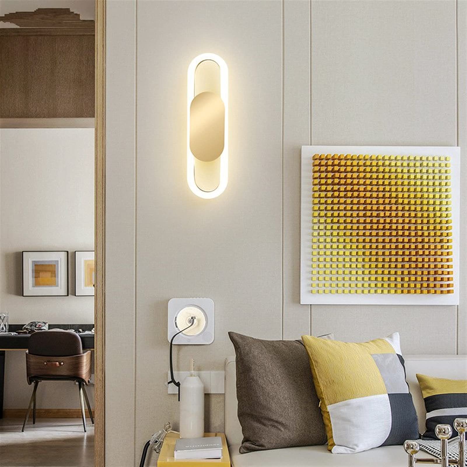 Lámparas de pared Dormitorio simple moderno Lámparas de noche Soporte Escalera Pasillo Luz Lámpara de aluminio Cuerpo Pantalla de vidrio, Lámpara de pared moderna Comfortable anniversary