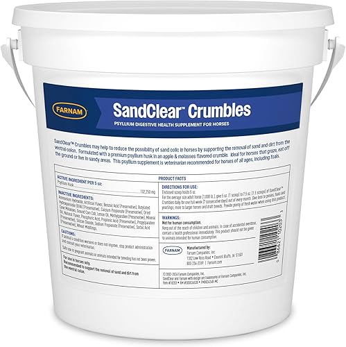 Miniatura 12 de Farnam SandClear Psyllium Crumbles Suplemento para caballos, ayuda a eliminar la arena del colon y apoya la salud digestiva, sabor a manzanamelaza,