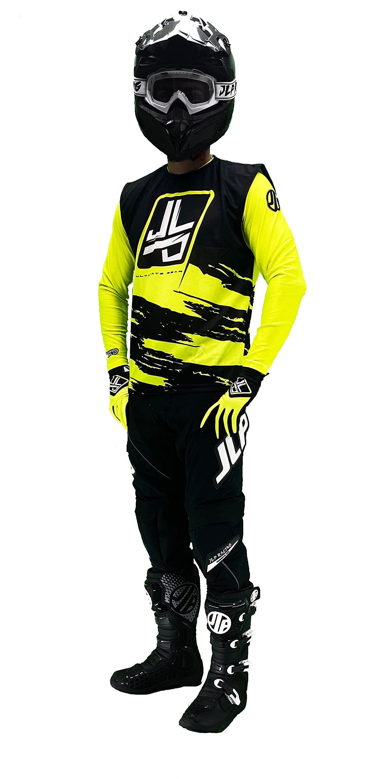 JLP RACING TENUE PANTALON MAILLOT GANTS MOTO CROSS QUAD ENDURO VTT BMX MTB ENFANT SNATCH JAUNE FLUO M