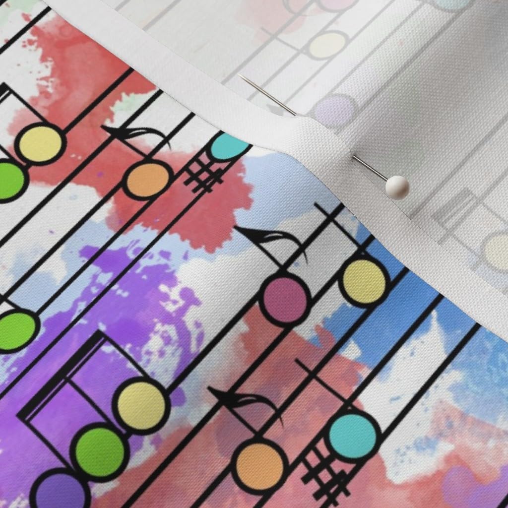 Spoonflower Fabric - Pastel Colors School Music Watercolor Notes Musical Printed on Petal Signature Cotton Fabric by The Yard - Sewing Quilting Apparel Crafts Decor