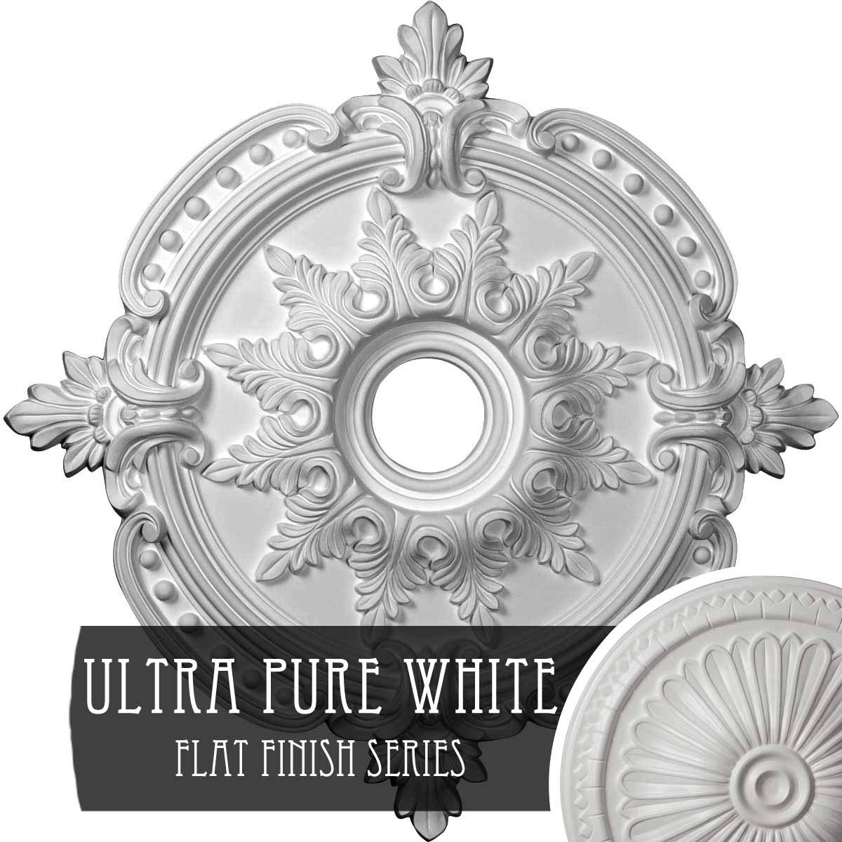 Ekena MillworkCM28BEUWF - 28 3/8"OD x 3 3/4"ID x 1 5/8"P Benson Classic Ceiling Medallion (Fits Canopies up to 6 1/2") - Ceiling Medallion, Ultra Pure White