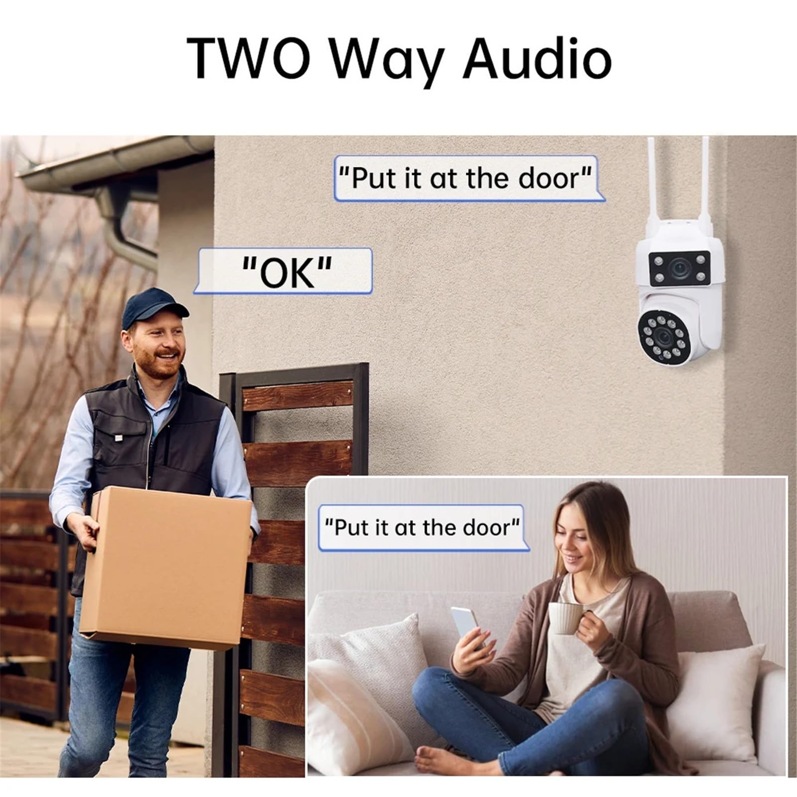Kamera bezpieczeństwa, Kamera PTZ WIFI 2MP z podwójnym obiektywem i ekranem, kamera IP zewnętrzna HD, automatyczne śledzenie, ochrona bezpieczeństwa, monitoring CCTV(NO CARD)
