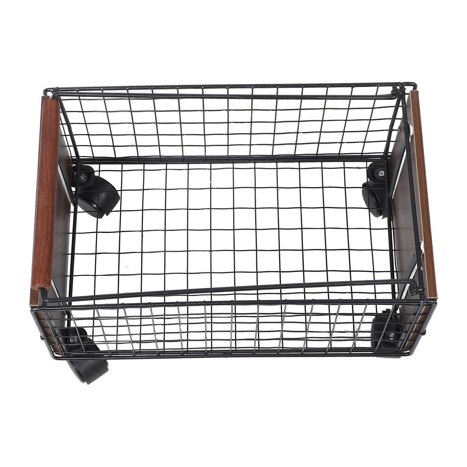 Carro de Biblioteca Negro con Ruedas Giratorias, Estructura de Hierro y Madera, Capacidad para Papelería y Correo, Adecuado para Oficina y Biblioteca