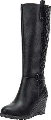 Vepose Women's 9652 | Knee High Boots | Wedge Calf Boot with Side Zipper