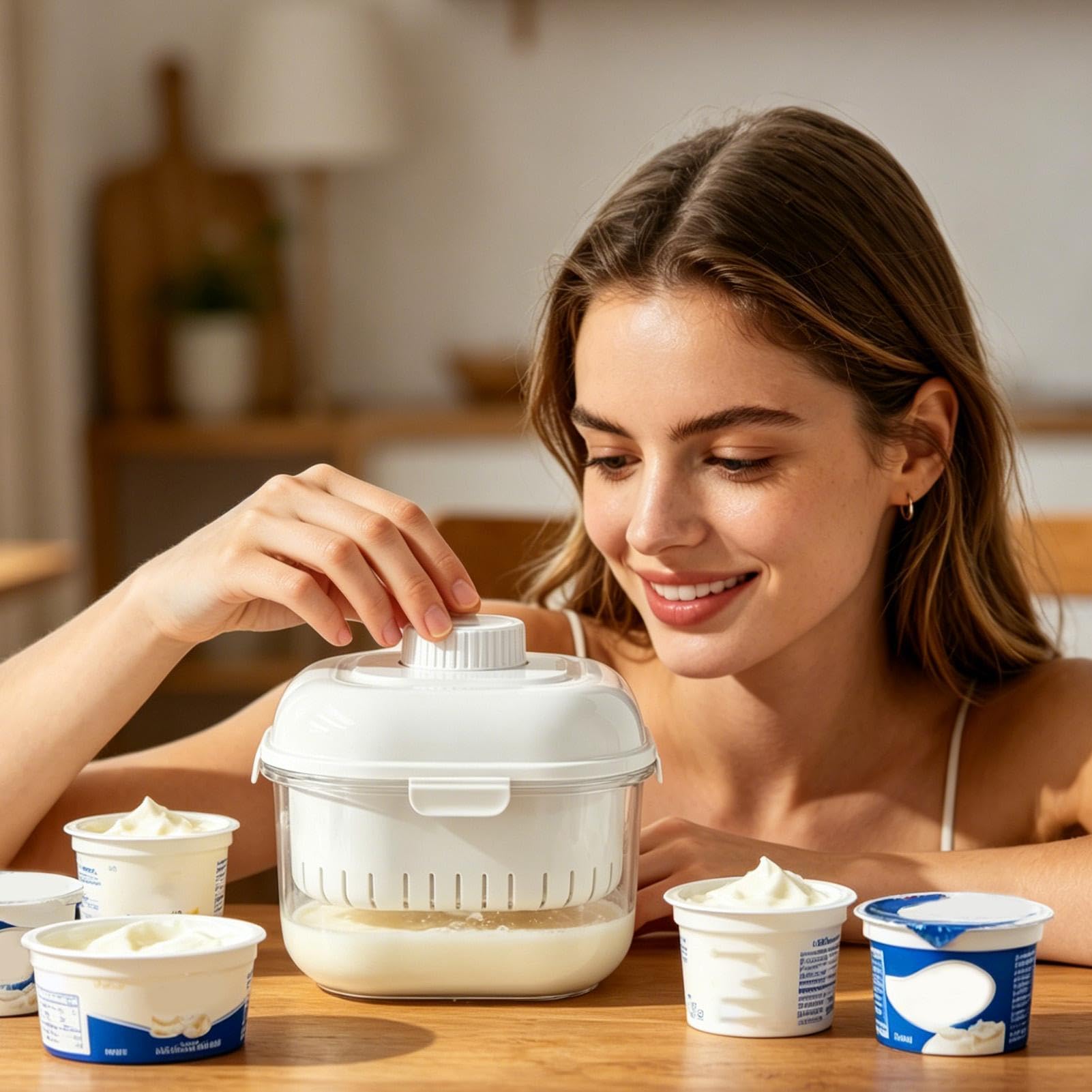 Filtro de yogur con tapa – Separador de suero antifugas – Separador de agua y yogur – para queso, ensalada, fruta, en la cocina, como comida, aperitivo, y fiesta, picnic, y con preparación de comidas