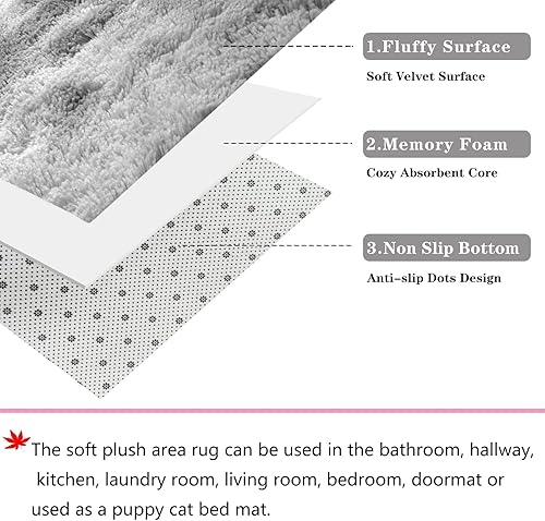 Miniatura 7 de ConCus-T Alfombras redondas de color gris claro, alfombra redonda esponjosa para dormitorio, sala de estar, antideslizante, alfombra de felpa de