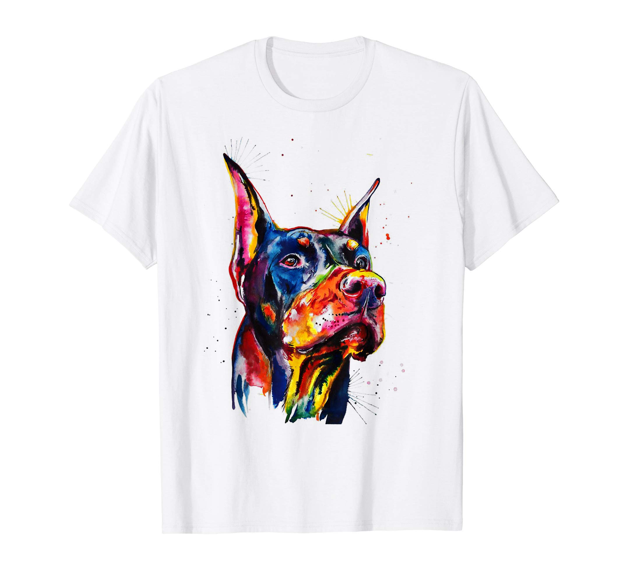 Colorful Doberman Dog Love-r Dad Mom, Boy Girl Funny T-Shirt