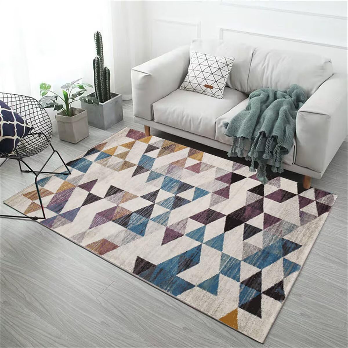 Tapis bleu gris 80x120 cm fin qui ne bloque pas les portes de couloir