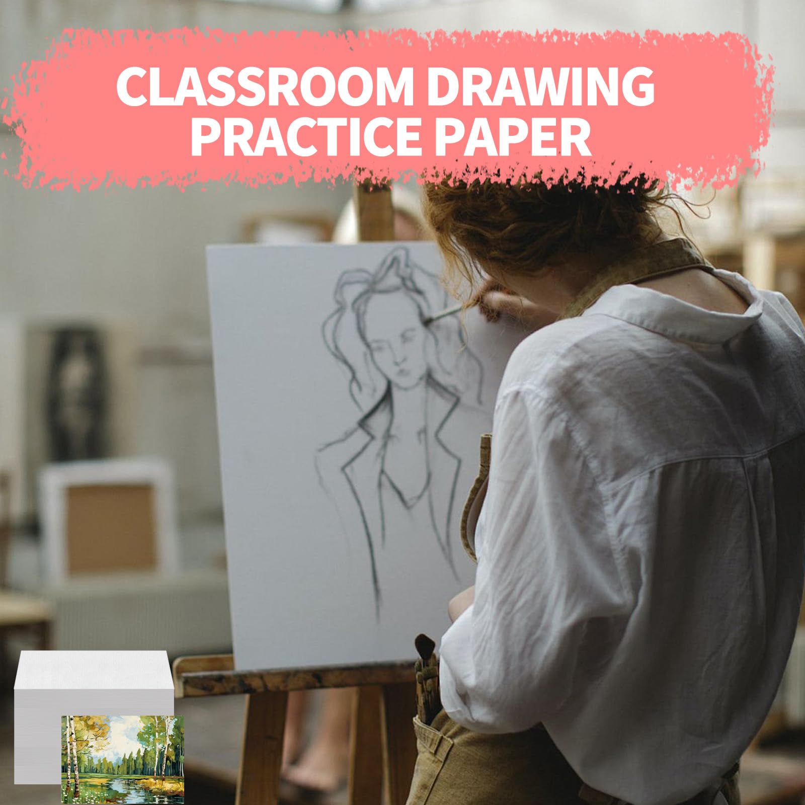 ZAYOUAU Lot de 400 feuilles de papier aquarelle en coton, 21,6 x 27,9 cm, 300 g/m², blanc pressé à froid, papier de peinture artistique pour enfants, débutants, académie, papier à dessin, aquarelle,