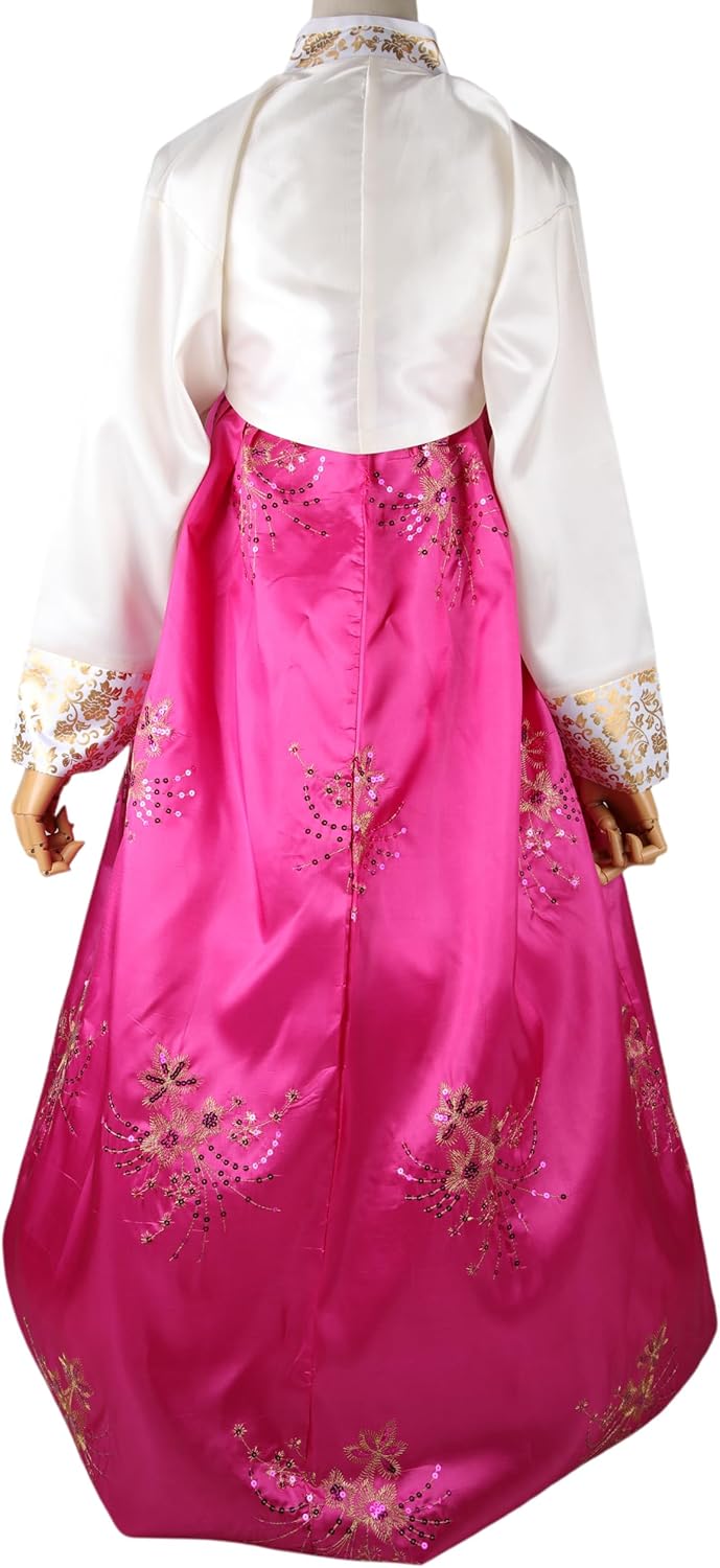 STIOEDYUAN Women‘s Traditional Korean Hanbok Dress Long Sleeve Palace Wedding Costume with Floral Embroidery