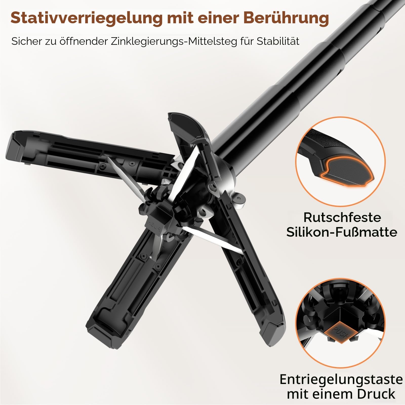 CloudValley Magnetischer Mini Selfie Stick Stativ, 4-in-1 Handy Stativ mit Bluetooth Fernbedienung, 360° Drehung, Faltbarem Griff & Taschenformat, Kompatibel mit iPhone & Android für Vlog/Foto