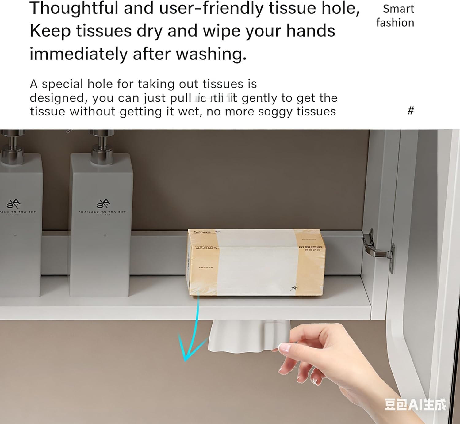 Wall Mounted LED Bathroom Cabinet, Multi-Layer Solid Wood Bathroom Storage Cabinet with Heated Anti-Fog Mirror, Temperature & Date Display, Modern Bathroom Organizer