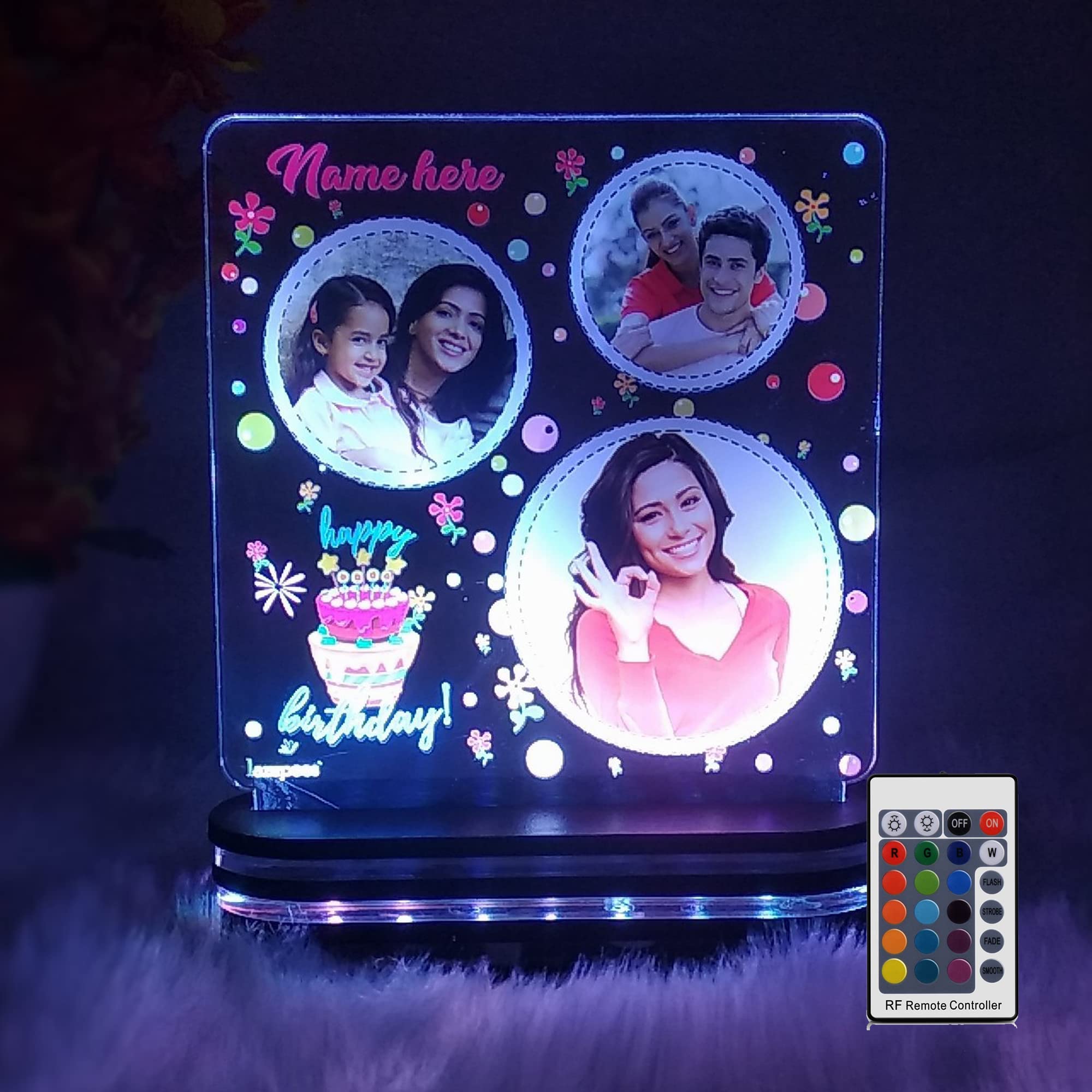 Lampees Personalized 3D LED lamp Birthday UV Print Photo- Multi Color