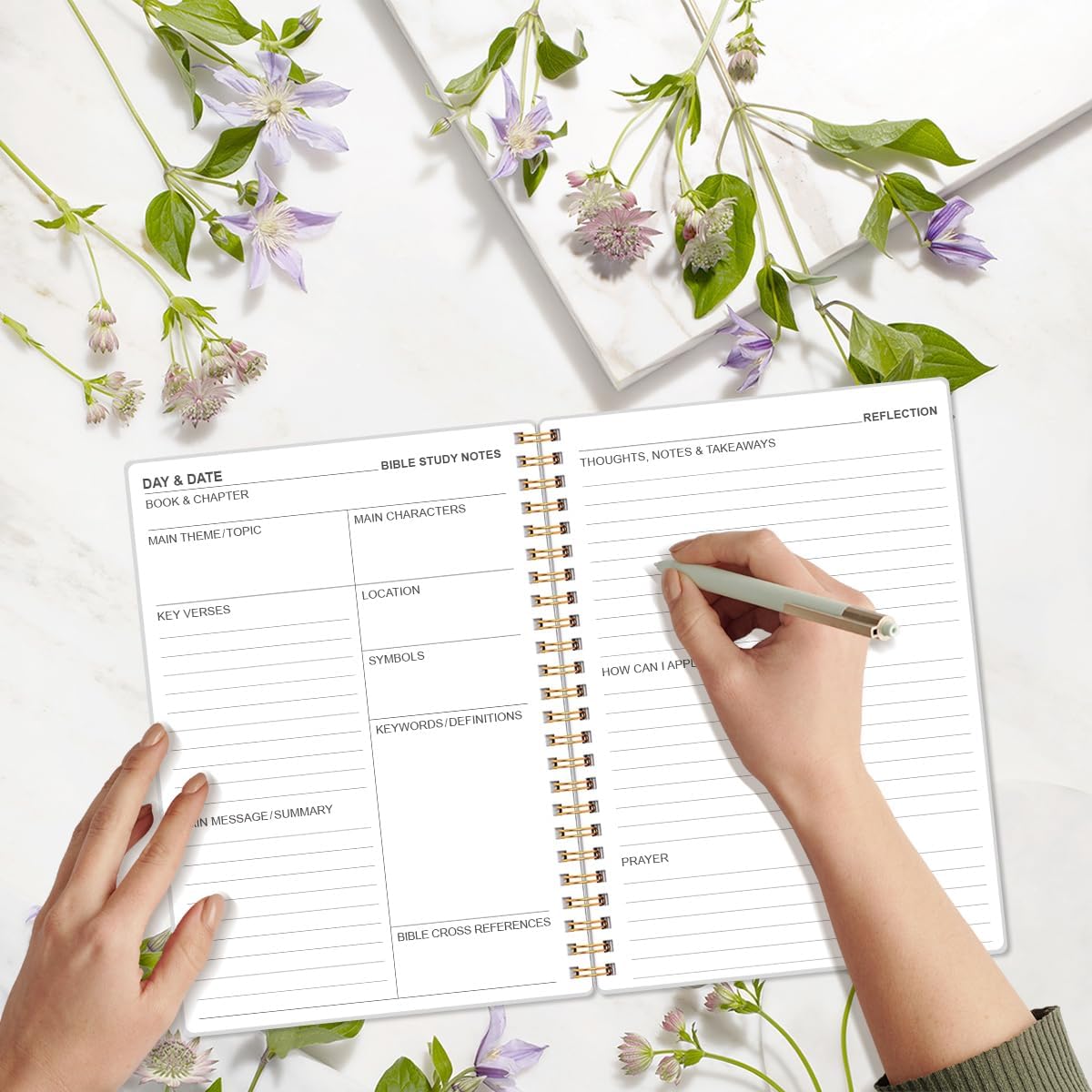 Heveboik Bible Study Journal – Church Notes Notebooks – Note Taking & Journaling Kit, 5.8" x 8.5", Rose Leaf - Image 6