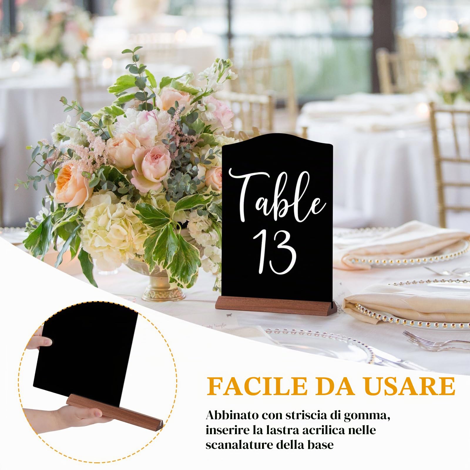 A5 Lavagna da Tavolo, 3 Pezzi Lavagna con Base in Legno | Lavagna Piccola, Lavagnette Cancellabili Neri, Lavagnette con Supporto per Compleanno Matrimonio Cafe Ristoranti