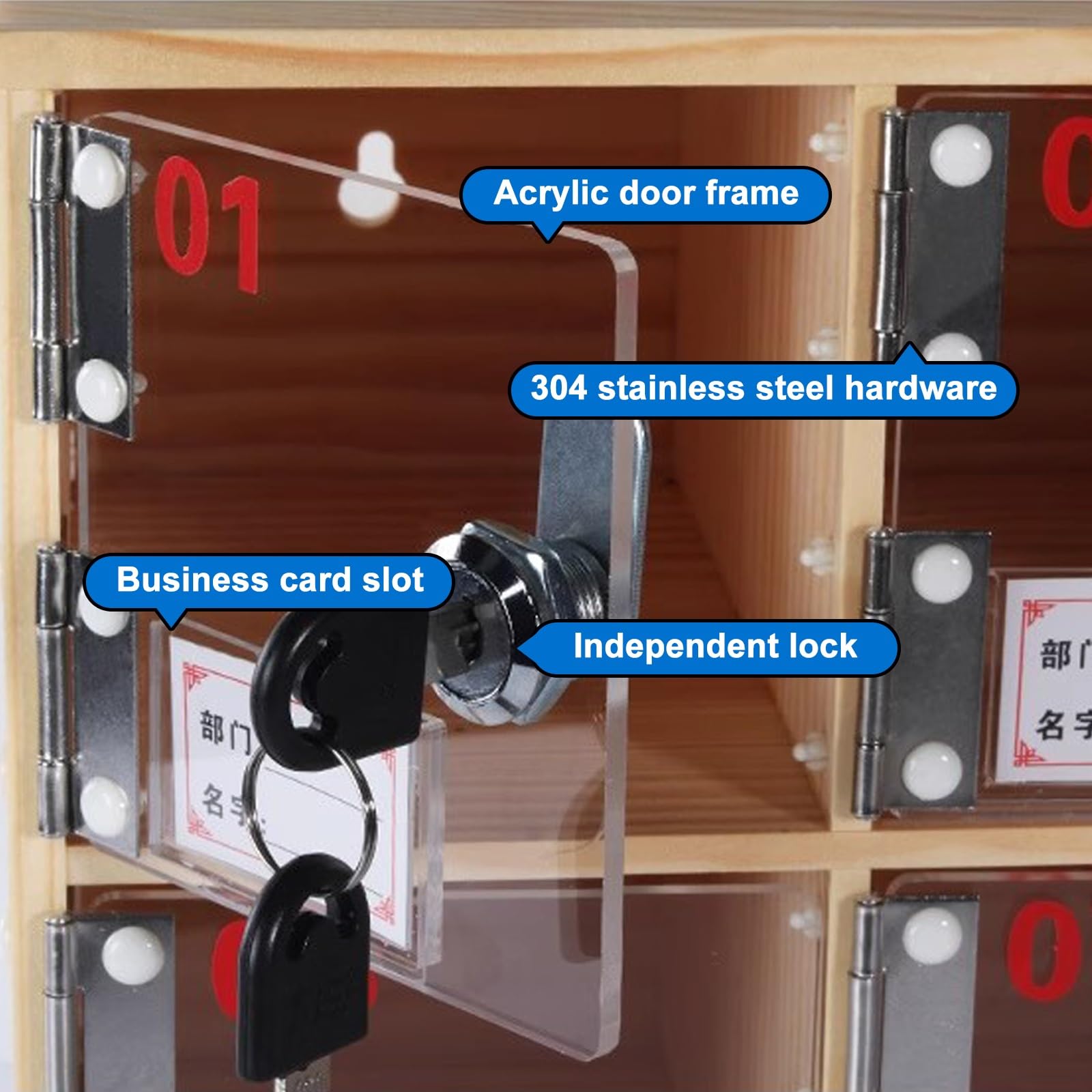 Armoire de rangement en bois pour téléphone portable avec serrure et clés, boîte à clés sécurisée pour salles de classe, bureaux et employés (20 emplacements)