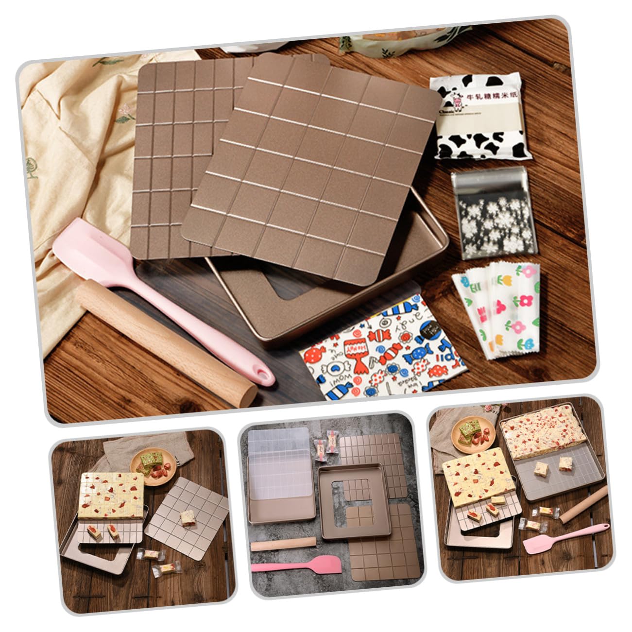 Gadpiparty Set Stampi per Torrone in Metallo Resistente con Griglia Integrata, Facile da Pulire e Anti-deformazione, per Cucina e Preparazioni Dolciarie Professionali