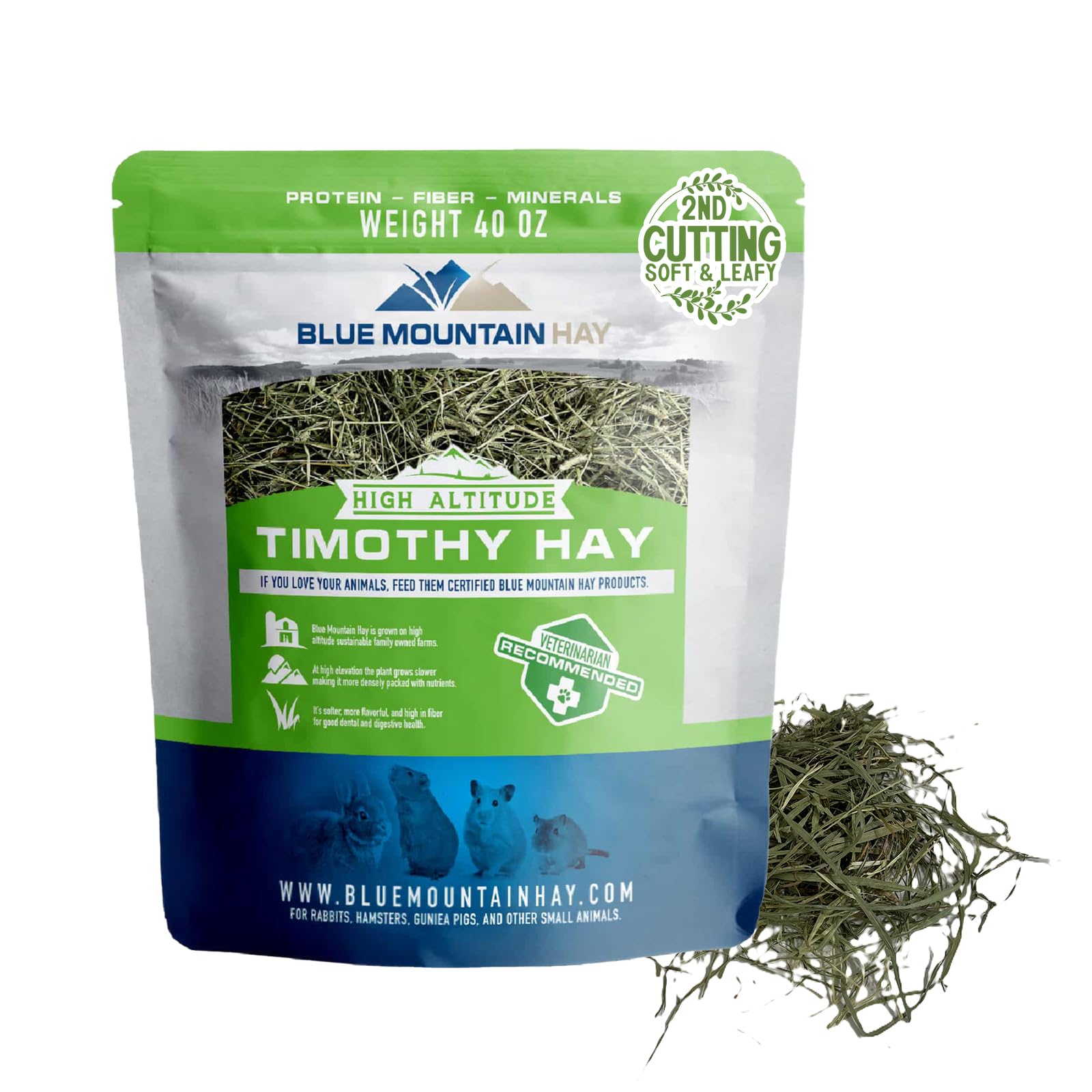 Blue Mountain Hay 2nd Cutting Timothy Hay, High Fiber Feed Blend, 15oz