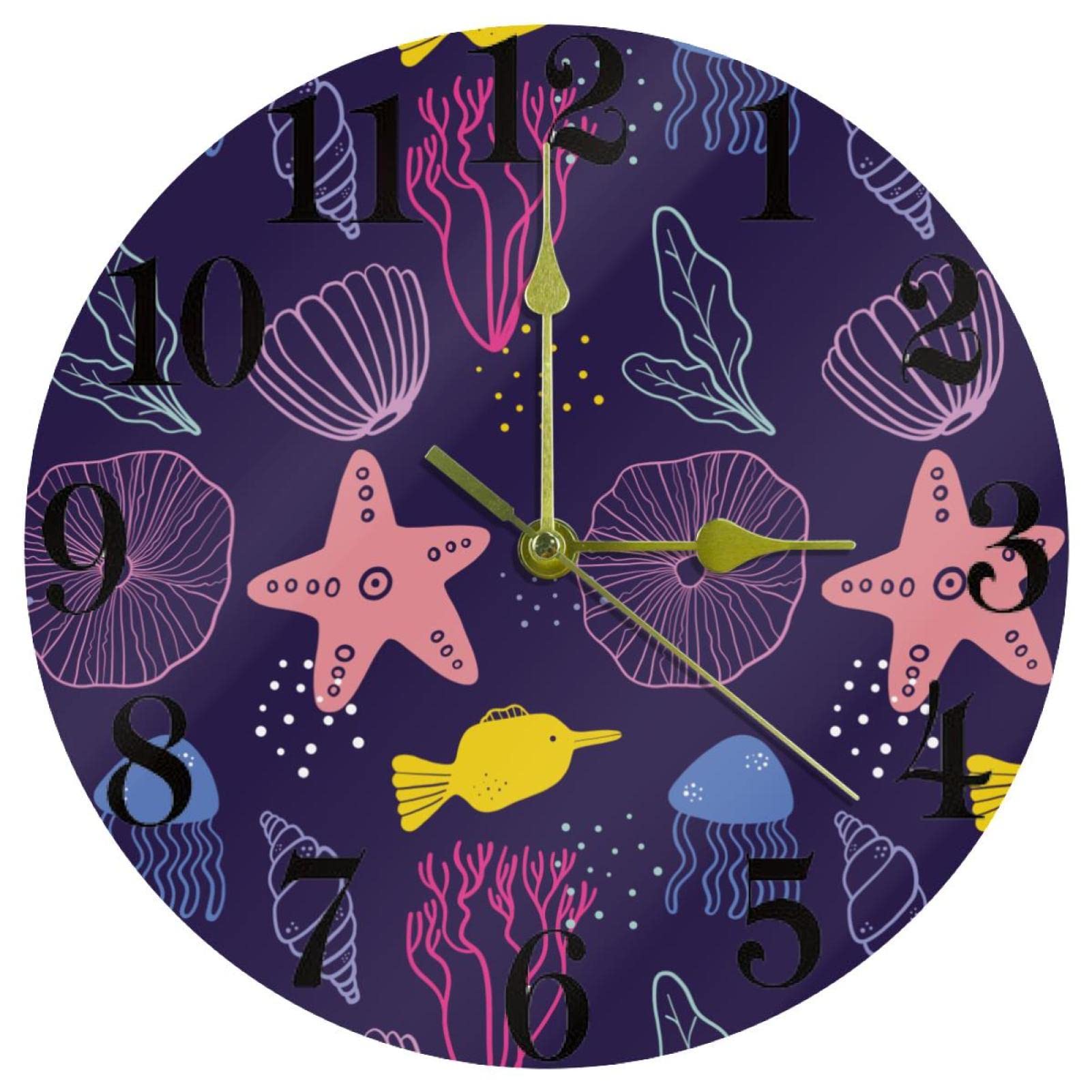Horloge murale ronde corail violet 25,4 cm sans tic-tac à piles
