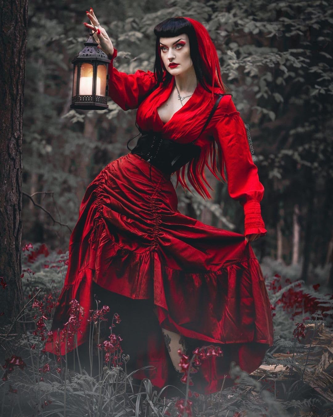 Scarlet Darkness Women's Renaissance Pirate Skirt Gothic Steampunk Victorian High-Low Skirts - Image 3