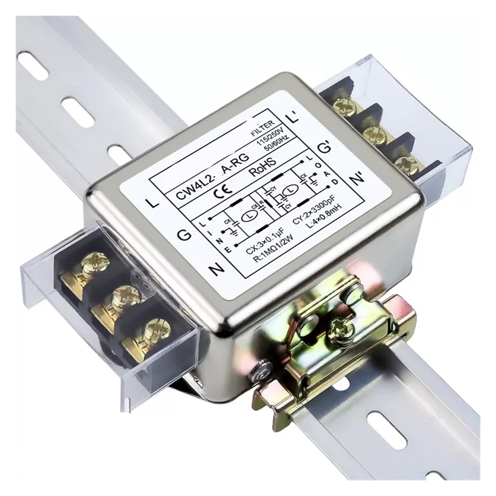 WBBAYDRFR CW4L2-SR single-phase two-stage AC power filter rail type 220V anti-interference 20A 30A 40A(CW4L2-30A-RG Small rail terminal)