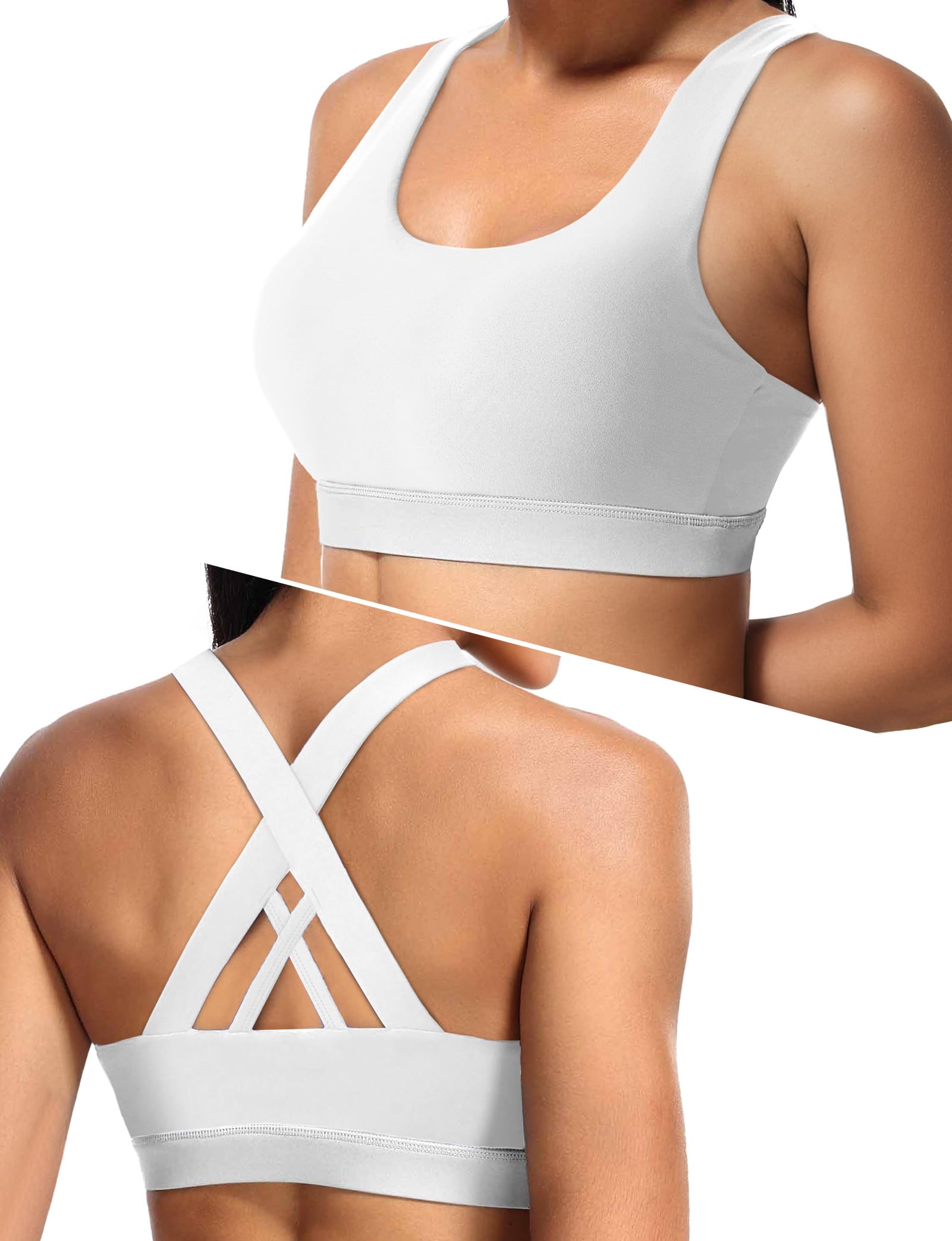 BuautySports Bras for Women X Back High Supports White