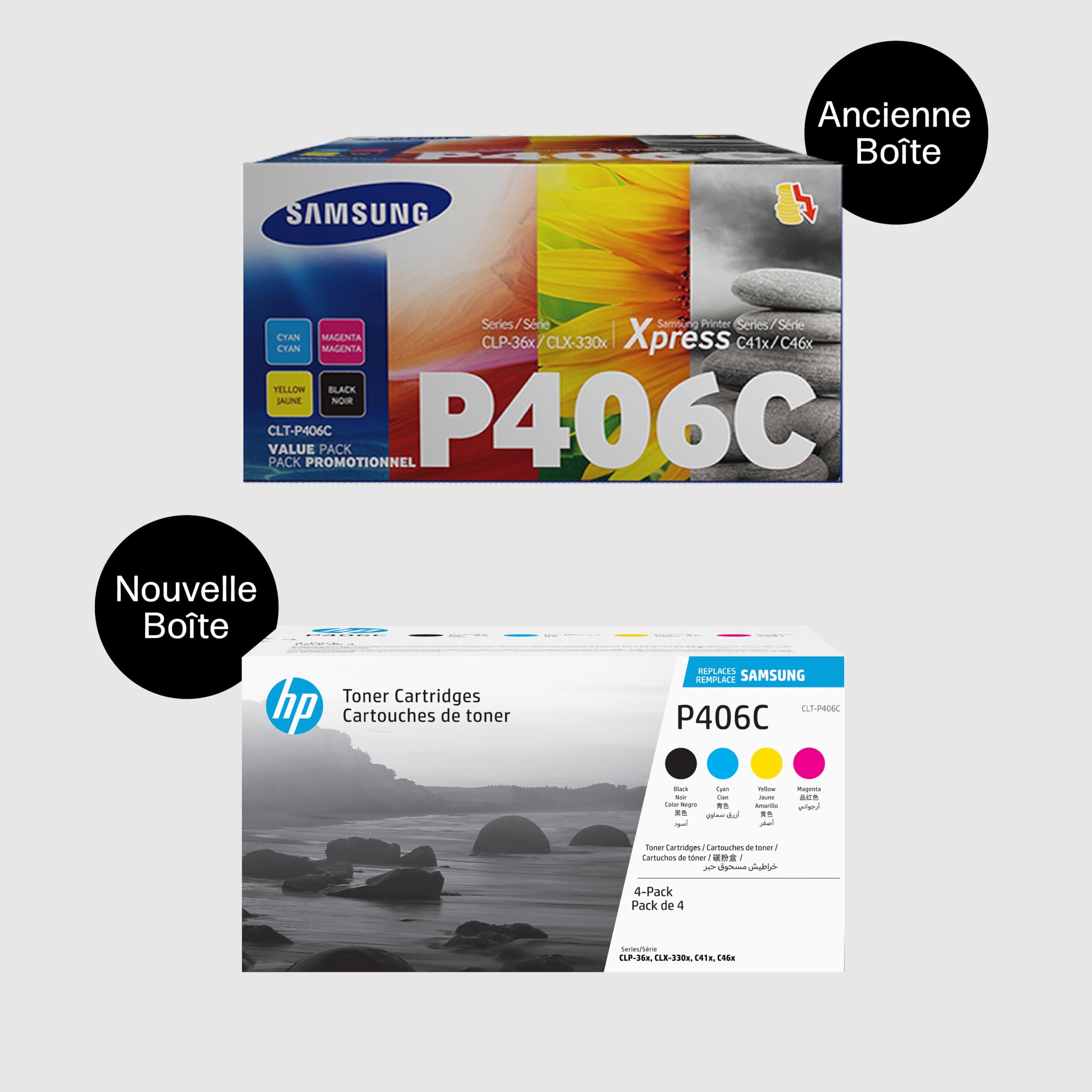 Samsung P406C SU375A, Multipack da 4 Cartucce Toner Originali da 4500 Pagine, Compatibile con le Stampanti Samsung Laser Color Serie CLP-36x, CLX-330x, C41x, C46x, Nero, Ciano, Giallo, Magenta