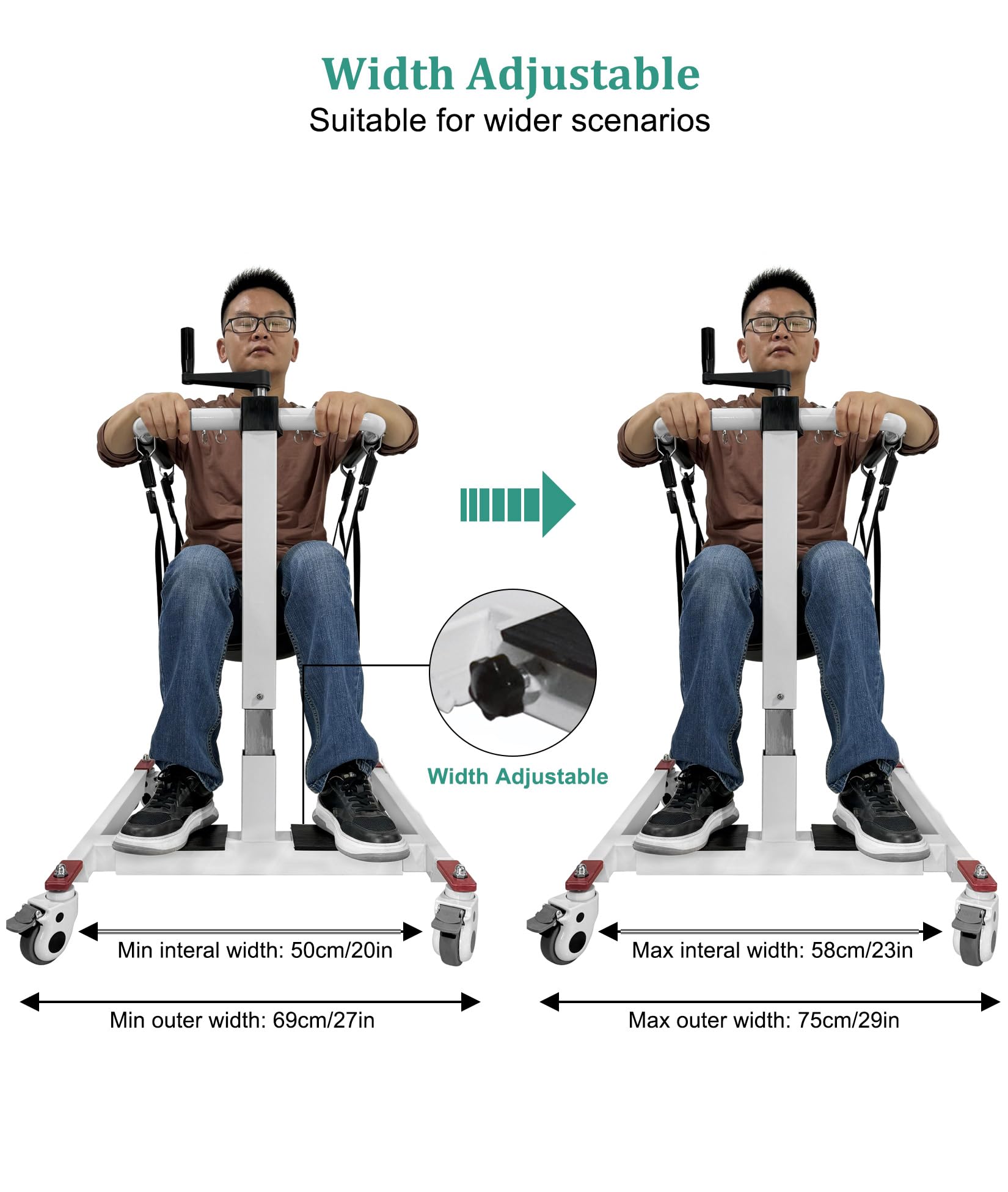 Silla de Traslado Portátil para Pacientes, Elevador de Silla de Ruedas a Coche para Personas Mayores, Elevador de Silla Plegable para Hogar, Elevador de Pacientes con Palanca Manual