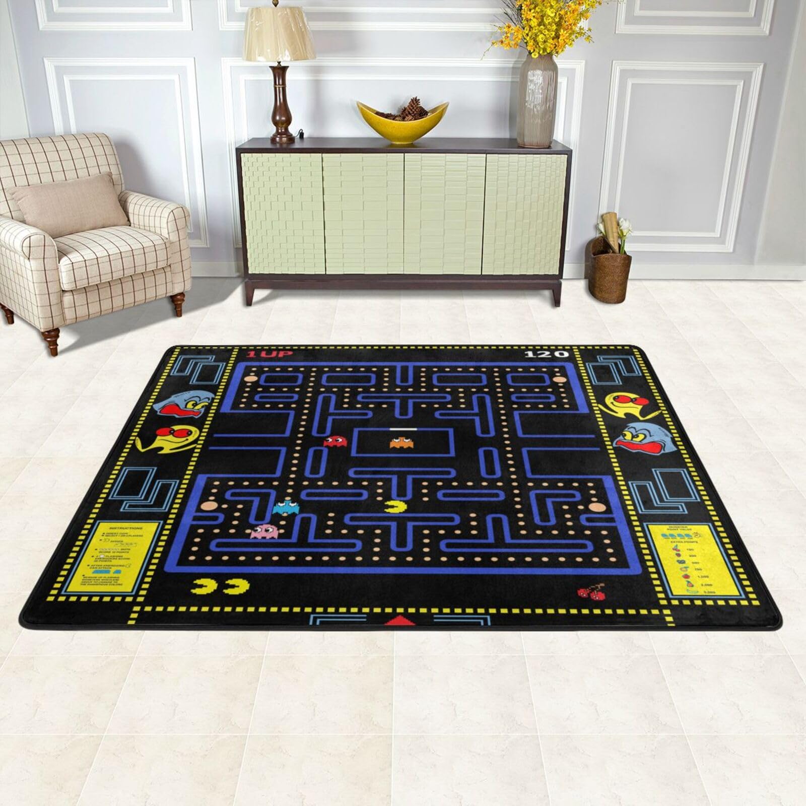 Amazon.com: Classic Arcade Games Rug Retro 90s Arcade Theater