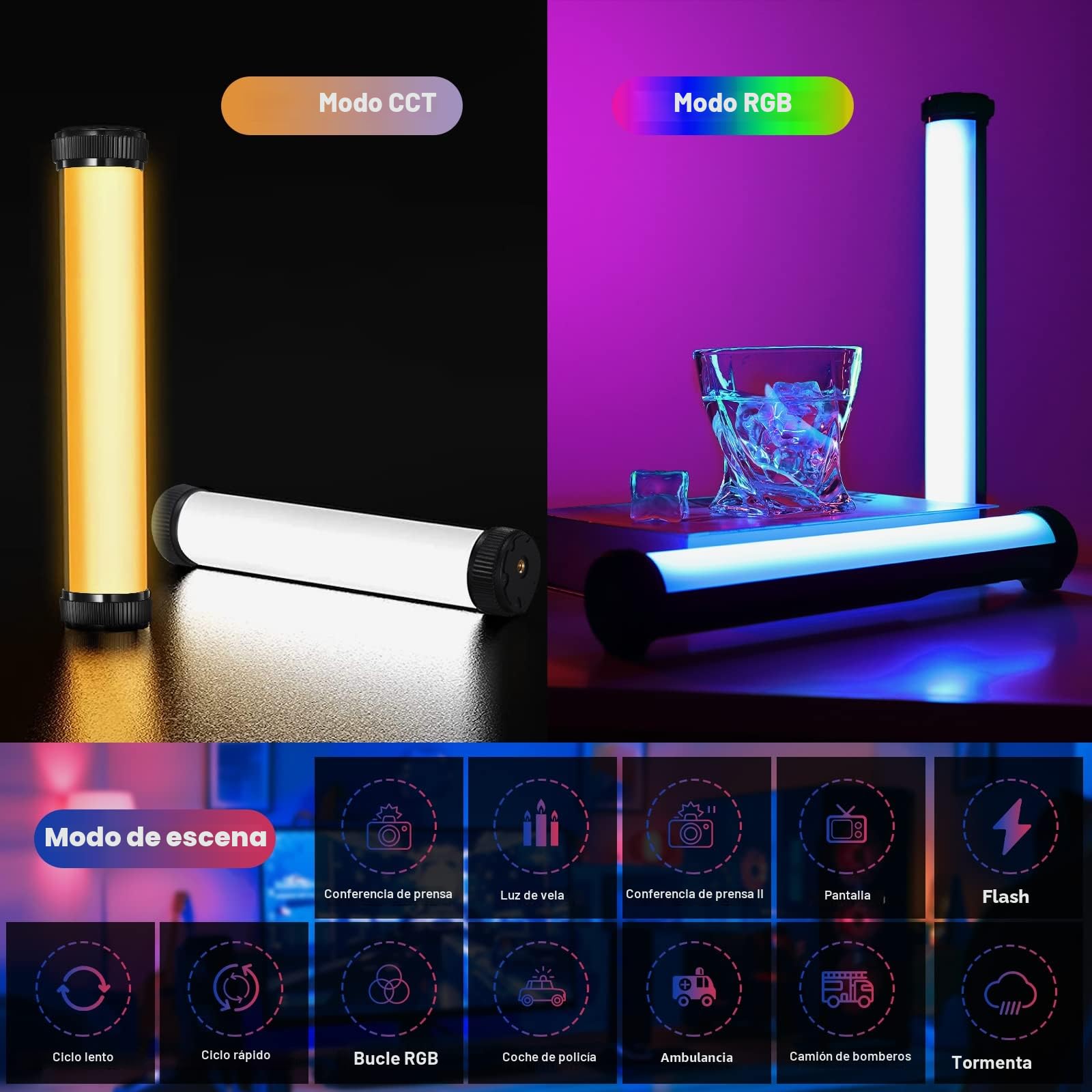 SOONPHO Luz de Vídeo LED RGB Stick de Luz Fotográfica Rotación de 360° Mini Luz Magnética Atractable Manual Luz con Batería Incorporada 2500-9000K RGB para Figuras de Anime y Fotografía