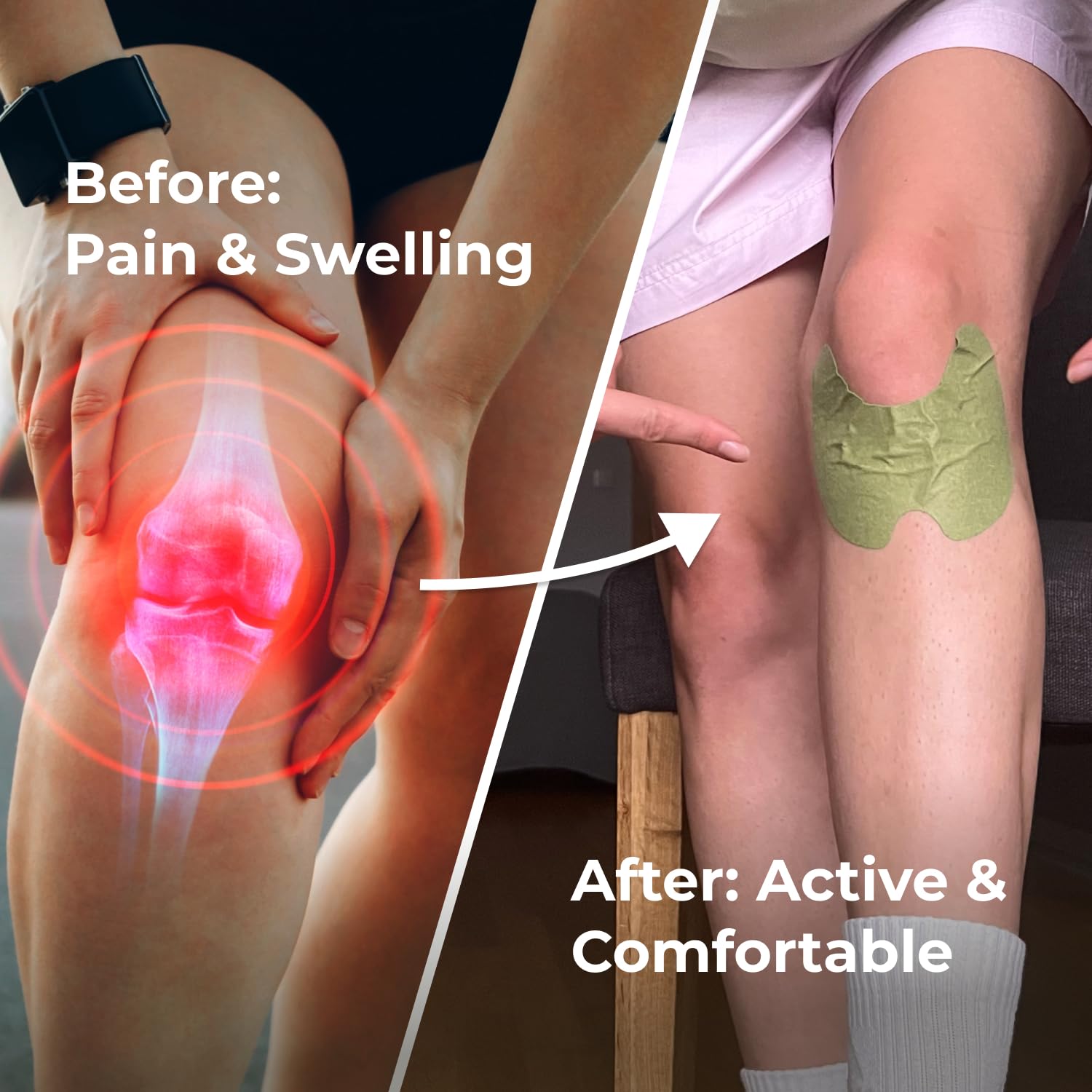 Wellnee Original Herbal Knee Patch - Wellknee Plaster for Knee Support & Muscle Pain - Maximum Strength for a Temporary Relief - Adhesive Heat Patches Made with Natural Herbs for Wellness (30 Pads)