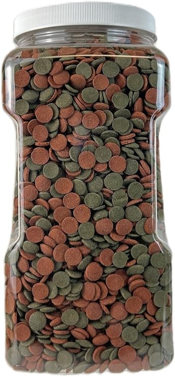 12mm - 1/2 Brine Shrimp/Red Algae Color Enhancing & Spirulina/Green Algae Sinking Wafer Mix for Shrimp, Snails, Plecos, Catfish. Bottom & All Tropical Fish...WL 10oz Sm Jar