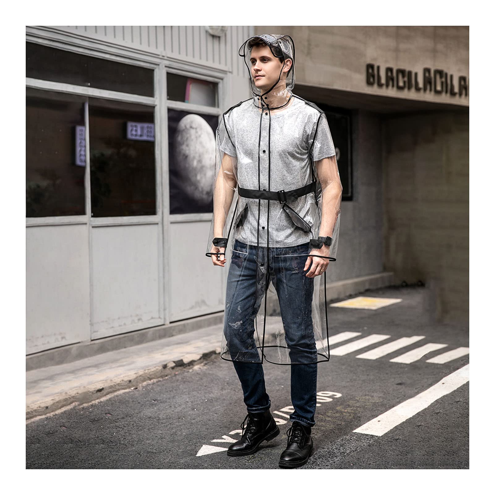Chubasquero portátil para mujer y hombre ropa de lluvia impermeable transparente