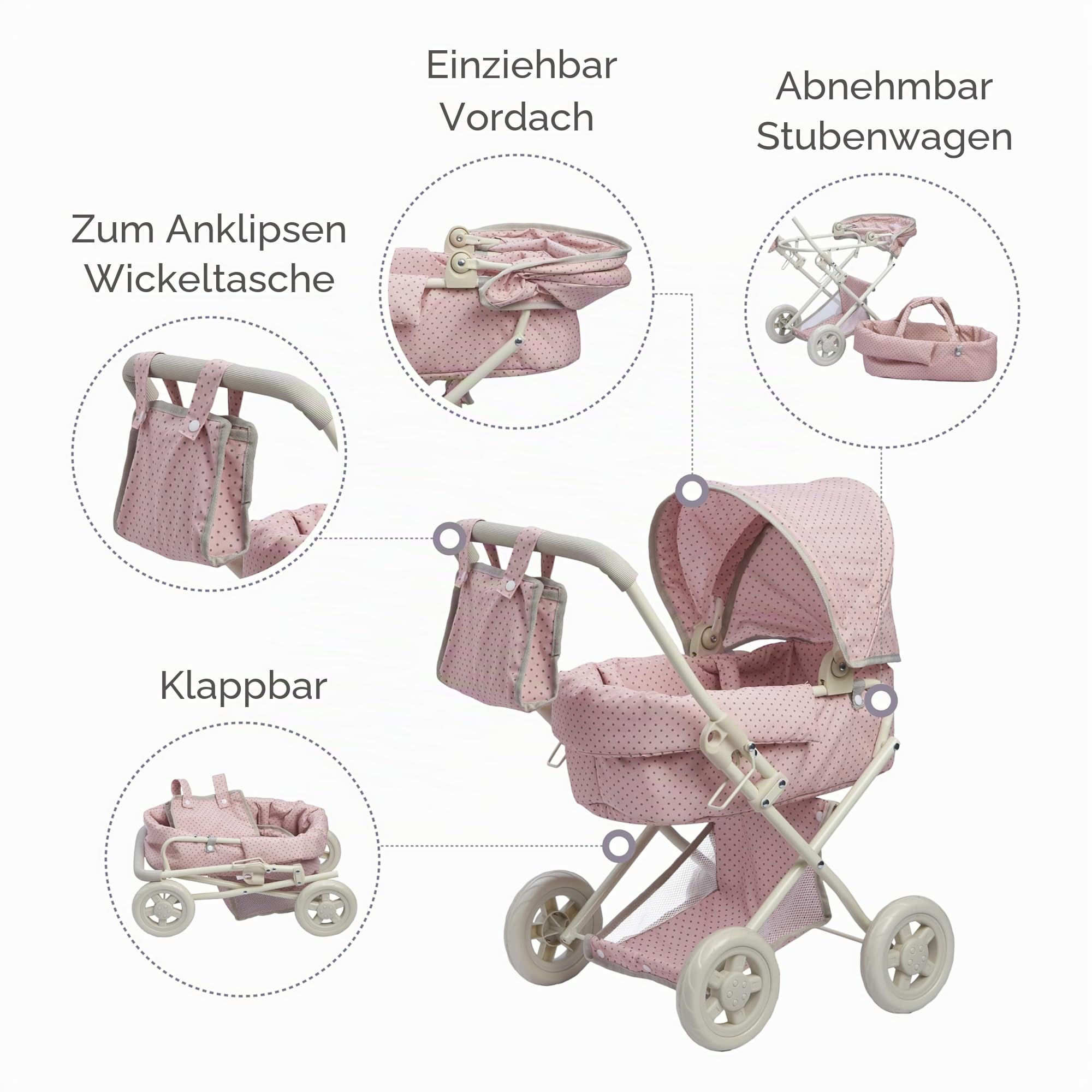 Puppenwagen Babypuppenwagen Kinderwagen Puppenzubehör Olivia's World OL-00003