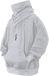 Fleece Hoodies for Men Cowl Neck Sweatshirts Casual Pullover Fall Winter Loose Fit Tops with Embroidery