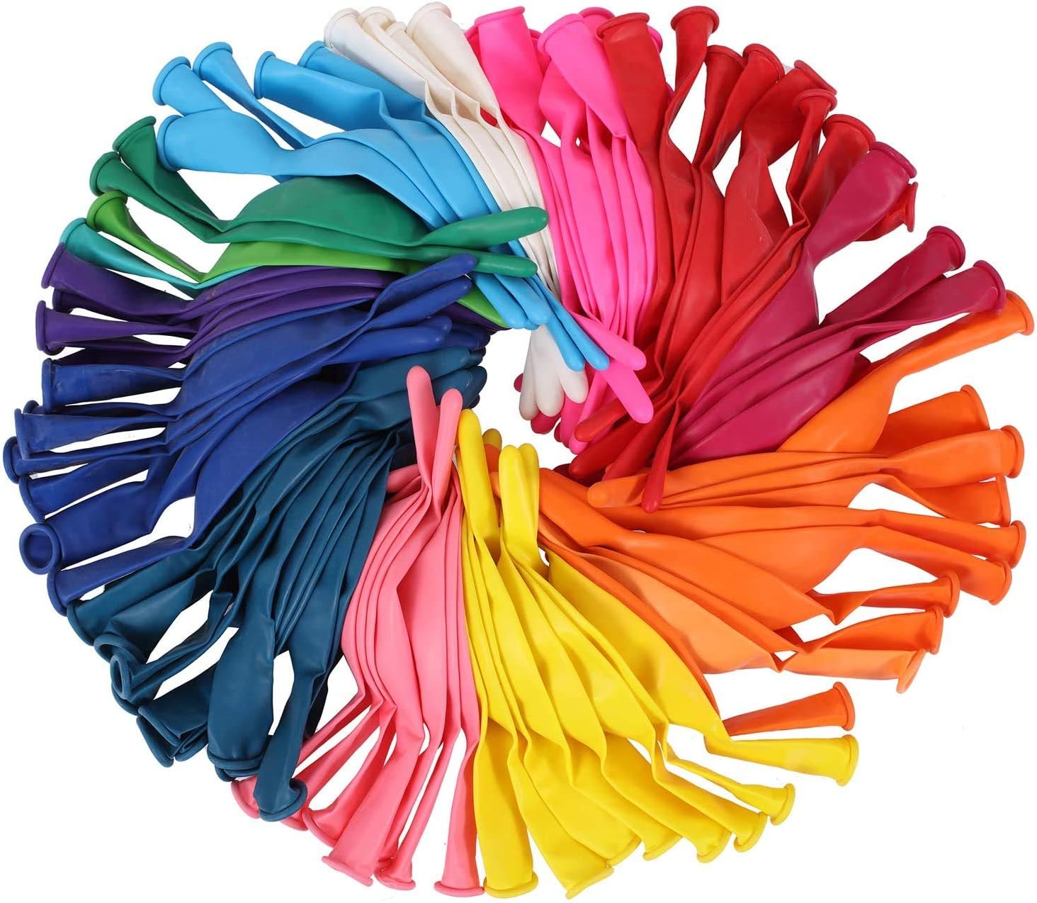 100Pcs Rainbow Assorted Link Balloons, 12 Inch Tail Needle Balloons Garland for Kids Rainbow Birthday Ceiling Party Decorations
