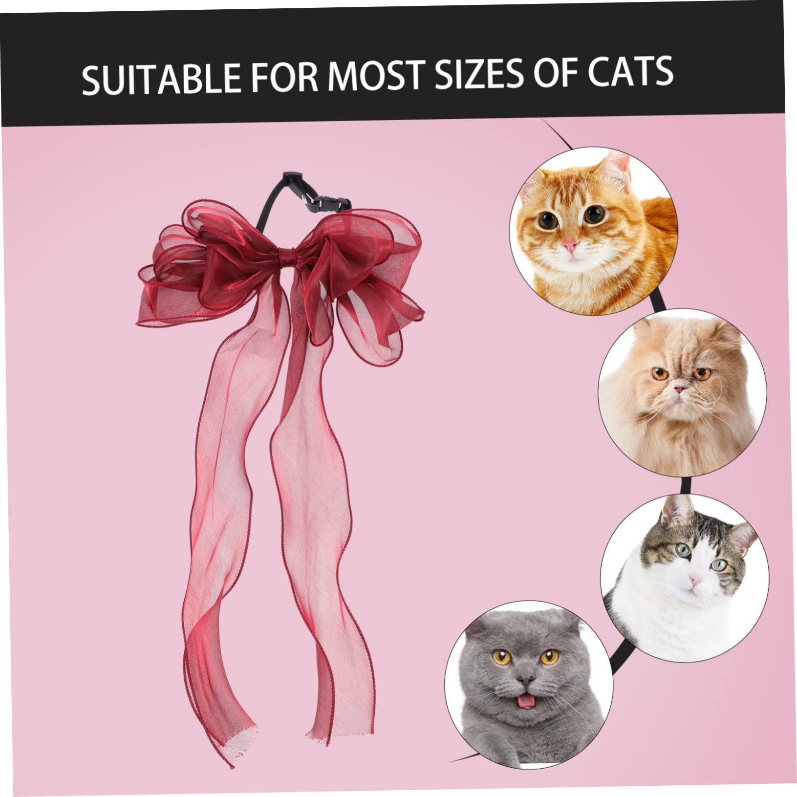 Abaodam Collier pour Chat avec Nœud Décoratif Réglable pour Chaton Et Chat Confortable