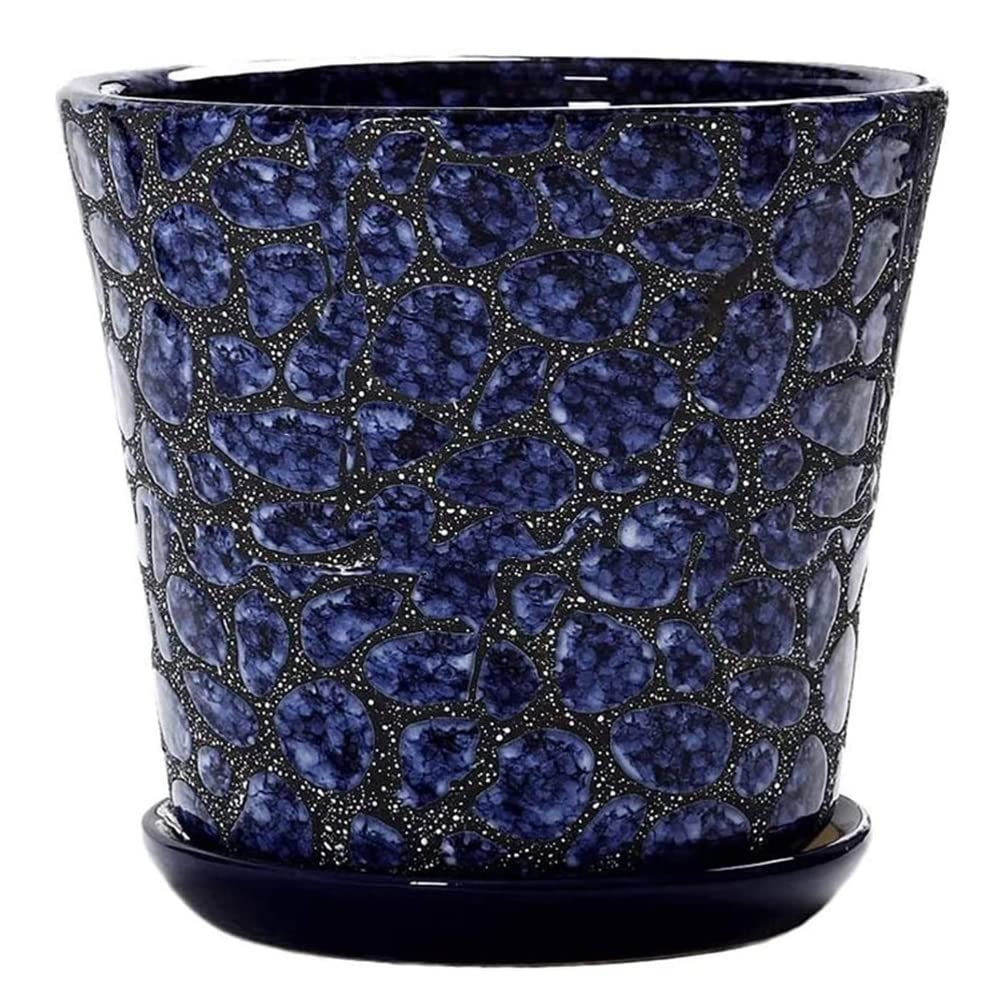 DFGHNBVC Ceramic Plant Pots, Flower Pot Set, Planter Set With Drainage Hole For Indoor Plants, Cactus, Succulent, Snake Plants, Bamboo, Clay Pottery Garden Pots For Outdoor Plants,Blue-20CM