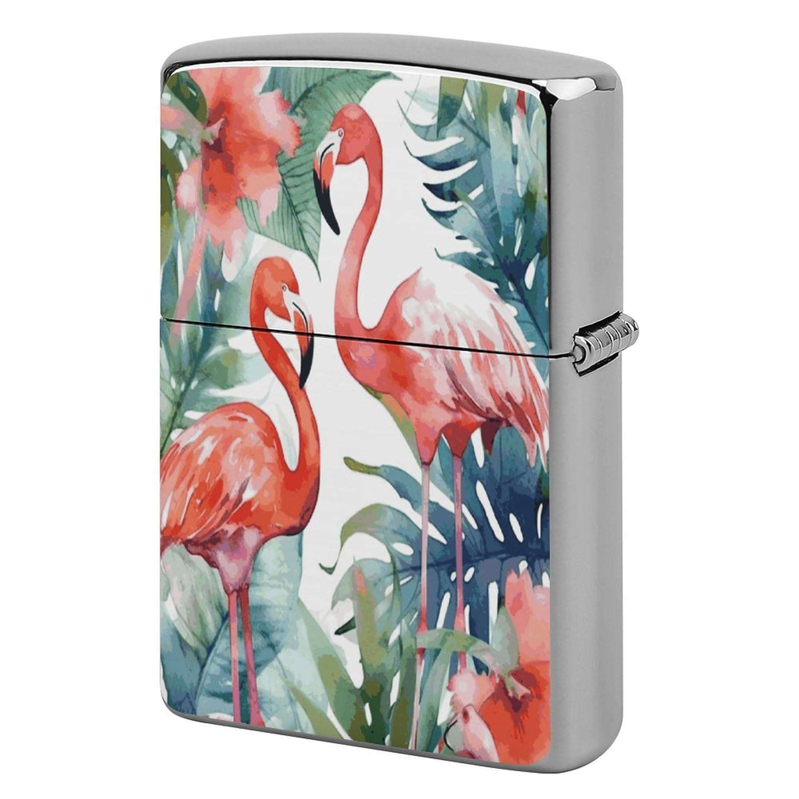 Btcowzrv Style Flamingos Watercolor Tropics Metal Lighter Case Sleeve Cover Holder