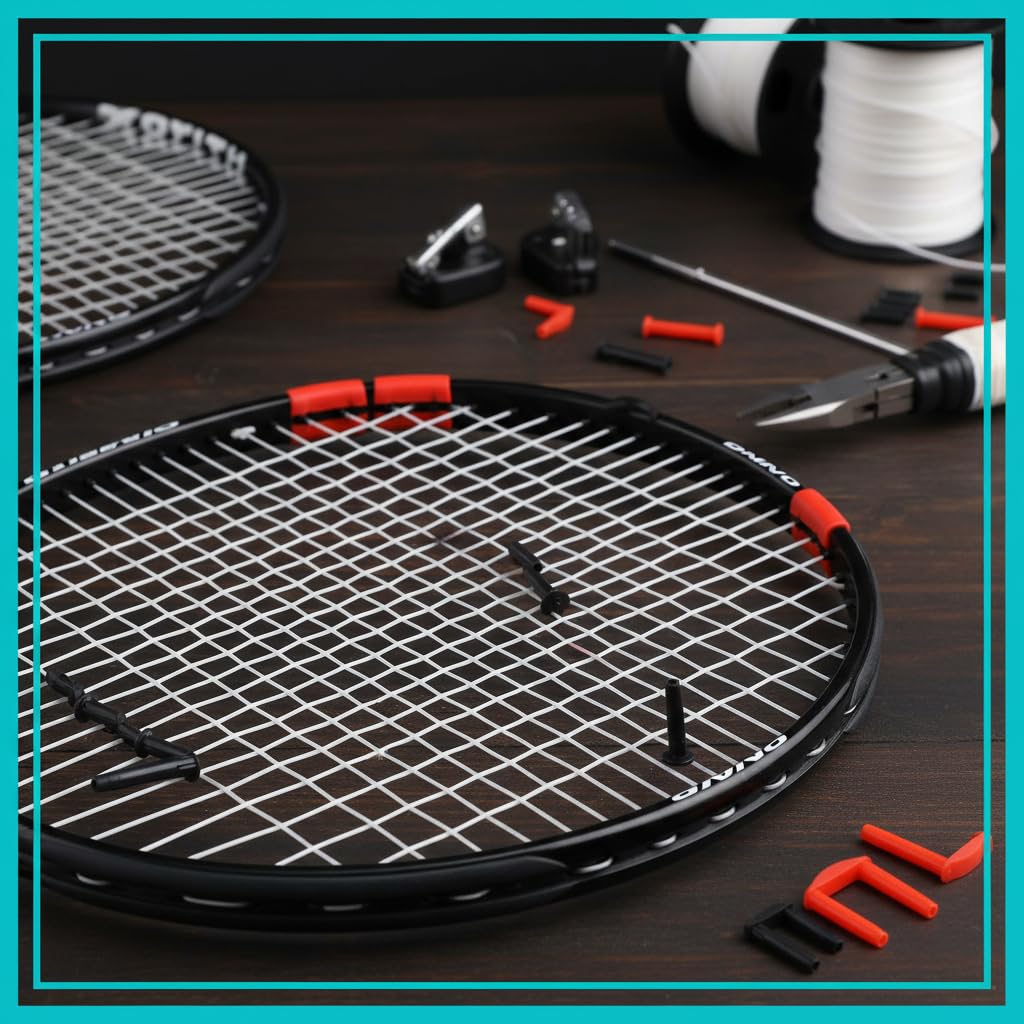 Ensemble d'Œillets de Badminton avec Protecteur de Corde Outils de Cordage Accessoires de Remplacement
