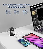 Vista 3 de Jgstkcity Toma de corriente emergente de 2.5 pulgadas para encimera, USB C de 20 W, 4 puertos USB, 4 salidas de montaje empotrado de 15 amperios