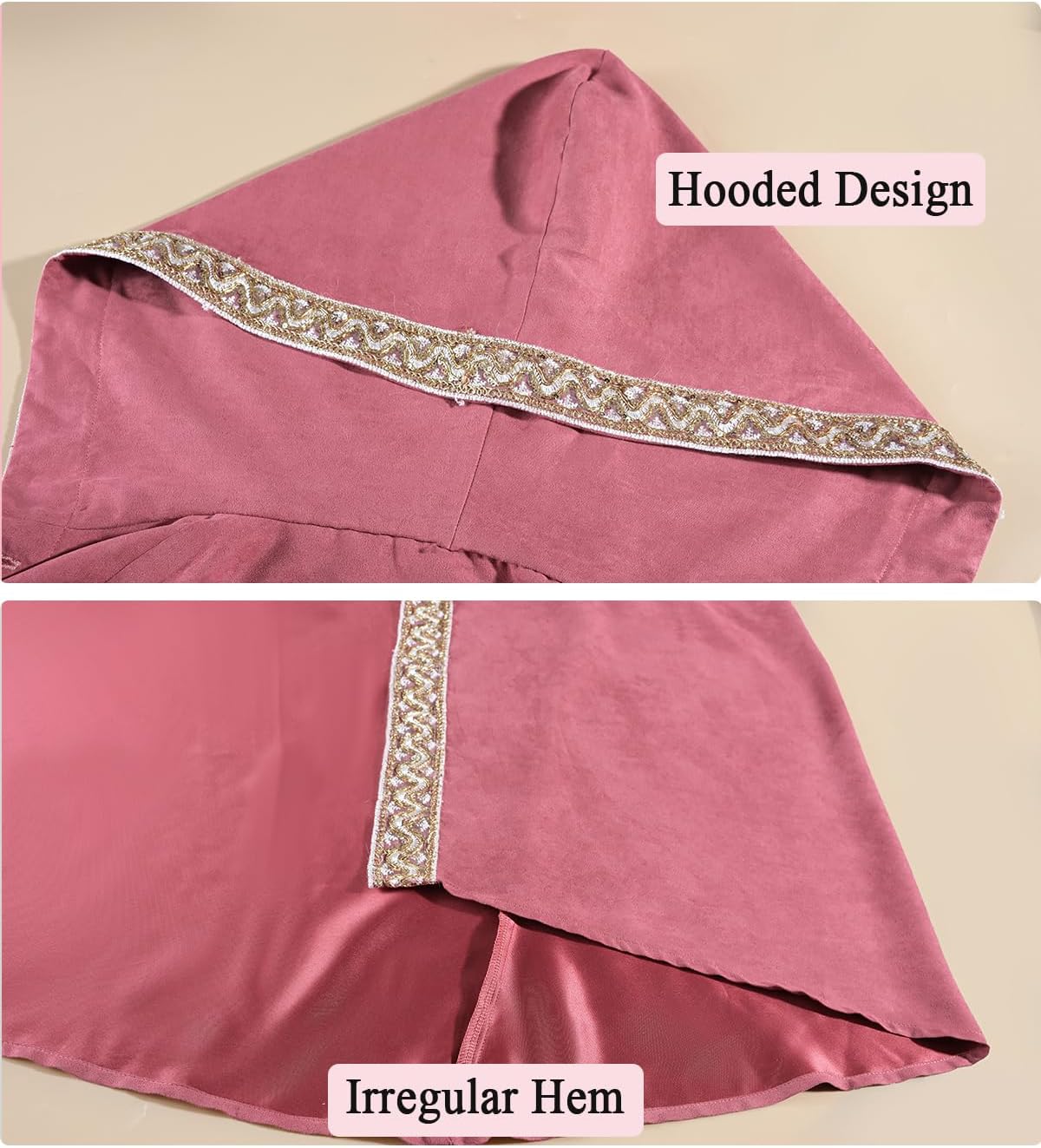 CR ROLECOS Women Hooded Cloak Renaissance Witch Cloak Adult Medieval Cosplay Cape Costume for Halloween - Image 3