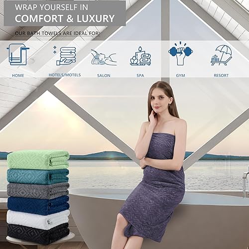 Vista 43 de Juego de toallas de microfibra de 8 piezas, 2 toallas de baño, 2 toallas de mano, 4 toallas pequeñas, toalla de baño extra grande para baño, hotel