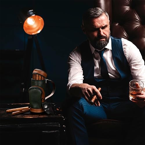 Miniatura 5 de Onflow Humidor de puros, accesorios para puros con cortador de puros y humidificador de puros, estuche para cigarros con capacidad para hasta 8