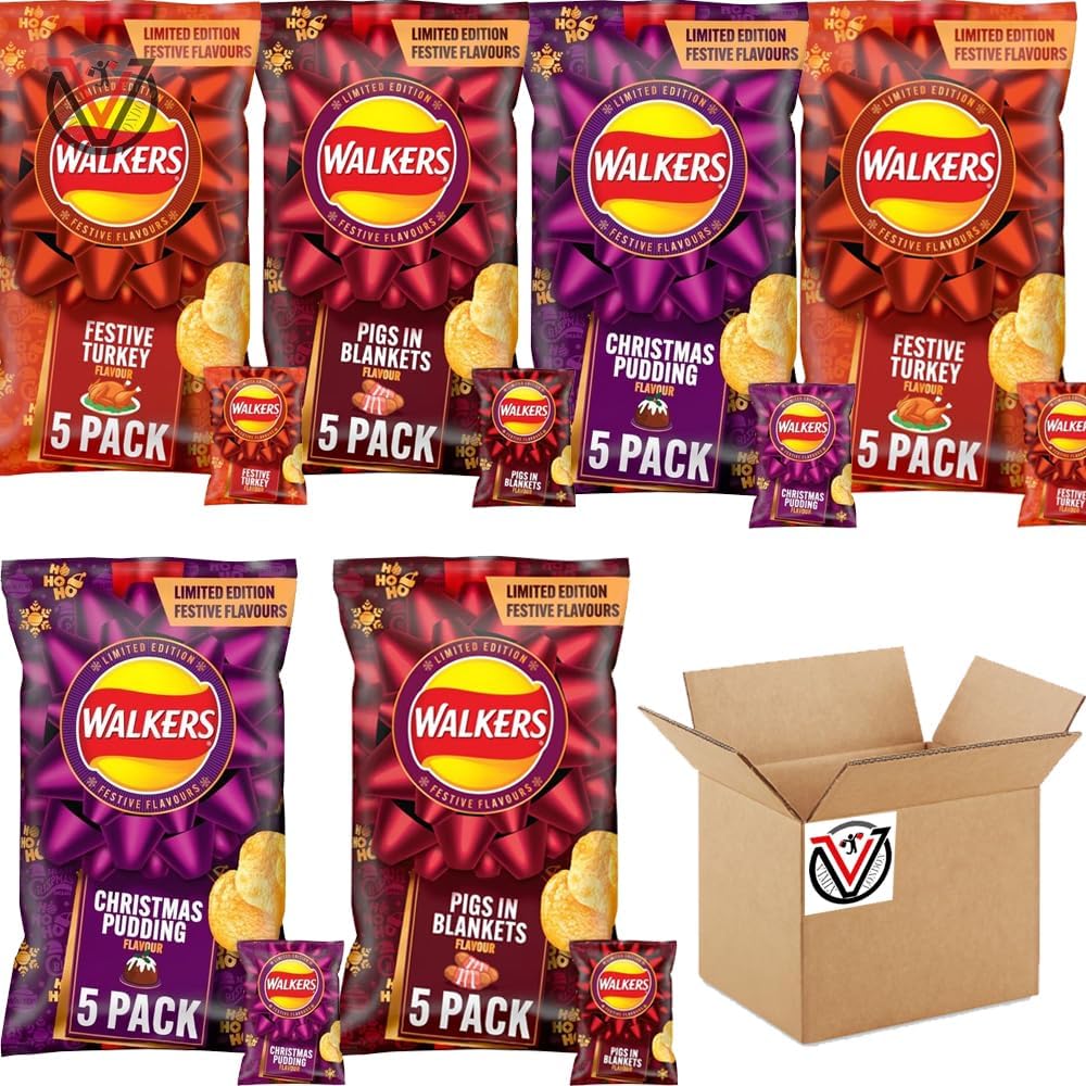 VIMIX Walkers Christmas Pudding, Festive Turkey & Pigs In Blankets