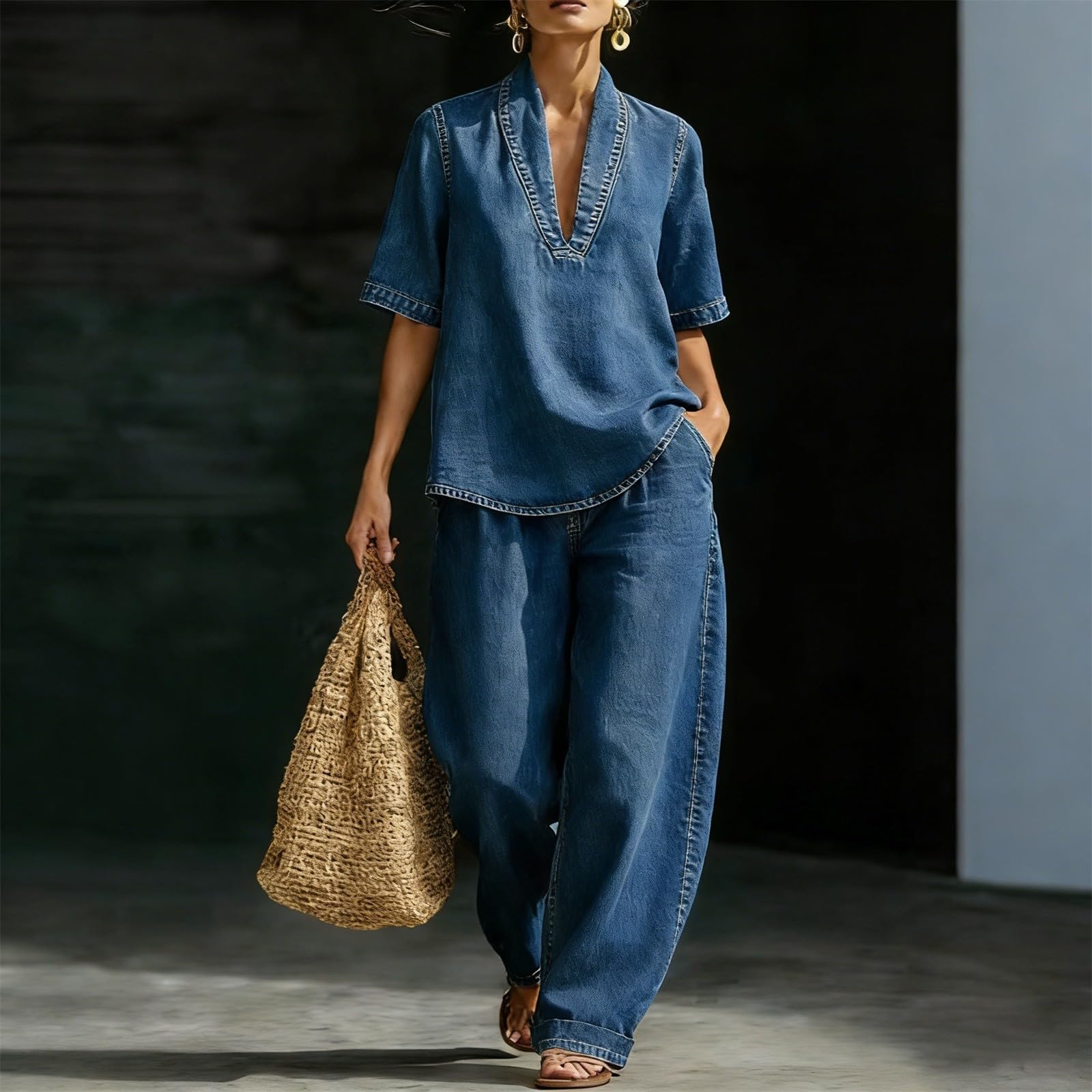 Generisch Conjunto de verano de dos piezas para mujer, conjunto de muselina, elegante, pantalones cortos, plisados, dos piezas, elegante, ropa deportiva Giyim Ikili Takim